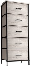 Sorbus Tall Fabric Storage Dresser w 5 Drawers &amp; Steel Frame for Bedroom - Beige - £87.92 GBP