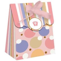 Favor Bags w/Ribbon Tiny Toes 12 Pack Girl 3&quot; x 4&quot; x 2&quot; Baby Shower Favo... - £8.64 GBP