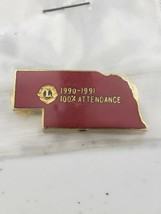Vintage 1990 - 1991 100% Attendance Nebraska Red Lions Club Pin - £4.79 GBP