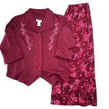 Vtg Blair Womens 2 Piece Floral Embroidered Blazer and Skirt Set, Size Medium - £27.96 GBP