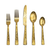 Parisian Garden Gold by Ricci Stainless Flatware Set for 12 Service 60 piece New - £696.99 GBP