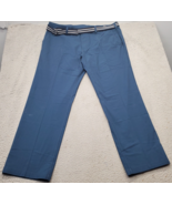 Haggar Signature Khaki Pants Mens 38x30 Blue Straight Fit Classic Belted... - $29.30