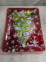 Christmas Holiday Themed Glass Serving Tray Platter With Tree &amp; Ornament... - £22.04 GBP