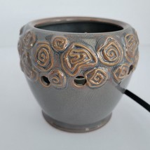 Scentsy Enchanted Mid Size Wax Warmer Gray Scroll Rose Retired Replacement Base - £7.33 GBP