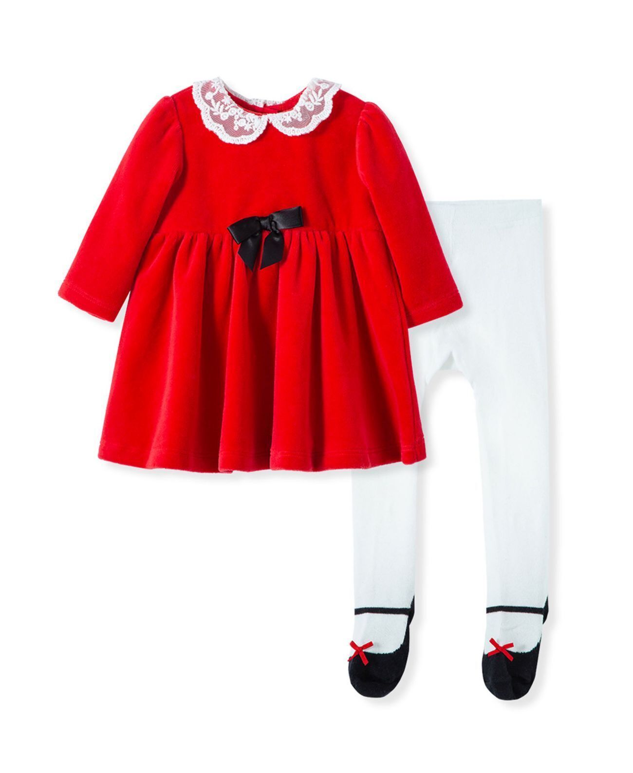 Little Me Baby Girls Holiday Dress & Footed Tights Set Red Size 9M - $41.18