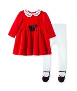 Little Me Baby Girls Holiday Dress &amp; Footed Tights Set Red Size 9M - £32.24 GBP