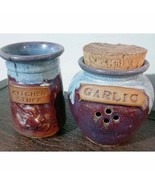 Studio Artisan Pottery Kitchen Canisters Blue Speckled Stoneware Earthen... - $51.28 CAD