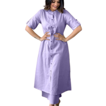 Trendy Womens Purple Rayon  A-Line Kurta / Kurti / Tunic With Palazzo Pants - $39.99