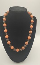 Orange And Brown Toned Beaded Necklace - £4.00 GBP