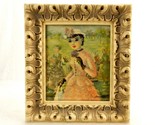 Eli Germaine Watercolor Painting, Parisian Lady in Pink Dress, Bakelite ... - $29.35