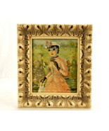 Eli Germaine Watercolor Painting, Parisian Lady in Pink Dress, Bakelite ... - $40.72 CAD