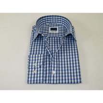 Men's Sports Dress Shirt MARCUZZI Turkey 100% Soft Cotton Marc7 Blue Checker image 4