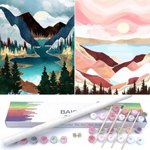 Paint Numbers for Adults Beginners and Kids 12&quot; Wx16 L 2 Pack Canvas Pic... - $51.80