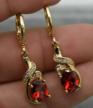 Pendientes colgantes y colgantes de granate rojo de talla ovalada de 4,50... - $121.50