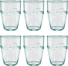 Set of 6 Amici Home Italian Recycled Green Euro Milk Glass Drinkware, 13 oz - £73.26 GBP