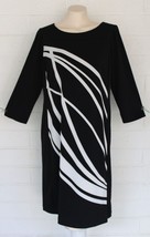 Chico&#39;s NWT Size 1 M Black White Abstract Palm Leaf Jersey Stretch  Dress - £31.87 GBP