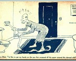 1940s Comic Arcade Card Bathroom Humor Paper Wrapped Around Cob B13 - $4.90