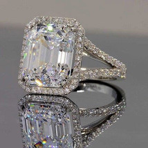 White Emerald 12Ct Synthetic Moissanite Lovely Engagement Ring 14K White Gold FN - £106.67 GBP