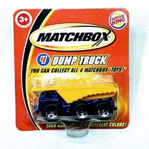 2004 Matchbox Burger King Kids Promo #4 Dump Truck Purple Yellow Short Card - £7.17 GBP