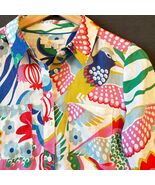 Boden Linen Button Front Blouse Women&#39;s Size 2 Bright Floral Tropical Bi... - $66.16 CAD