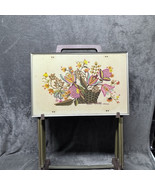Vintage Set of 4 LAVADA MCM Floral Faux Needlepoint TV Tray Tables And S... - $560.65 CAD