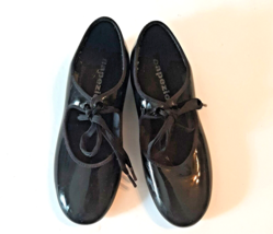 1.5 M Girls Tap Shoes Capezio Black Patent Leather Tie - £13.12 GBP
