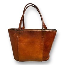 Vintage Leather Brown Hobo Bag Stash Shoulder Satchel Tote Shopper Stitched - £46.71 GBP