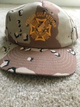 King Louie Persian Gulf Veteran Military Snap Back Cap Hat Brown Camouflage - $45.59