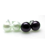 Cultured Freshwater Pearl Stud Earrings Sterling Silver 8mm White Purple - €13,88 EUR