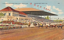 Hialeah Race Track Florida~Club HOUSE-GRAND STAND-JOCKEY Club Postcard 1940s - £4.26 GBP