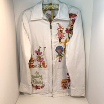 Bob Mackie Wearable Art Jacket Embroidered Floral White Size XS Parade of Flower - $29.69