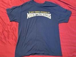 West Virginia Mountaineers T-Shirt Hanes Heavyweight 50/50 Navy Blue Size L - $263.37 MXN