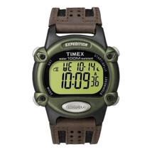 Timex T48042, Men&#39;s &quot;Expedition&quot; Chronograph Leather Watch, Alarm, Indiglo - £29.09 GBP