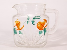 Vintage Federal Glass Pitcher with Hand Painted Oranges - £18.68 GBP