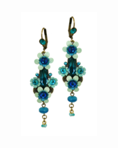 Eleganti orecchini a goccia blu floreale con cristalli Swarovski da donn... - £120.66 GBP