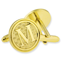 Letter M alphabet initials Cufflink Set Gold or Silver - $37.99