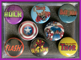 Superhero Collection Group A • Set of 8 (Eight) 1.0 inch Round CERAMIC Magnets - £13.27 GBP