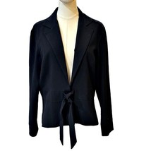 Womens Black Jacket Top Blazer Size Large Central Falls Tie Front Classy Elegant - £15.12 GBP