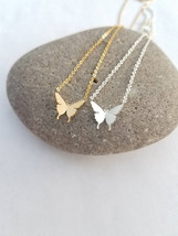 Dainty Butterfly pendant necklace Brave wings silver or gold small Butte... - £19.00 GBP
