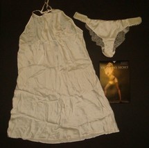 Nwt Victoria&#39;s Secret M Slip+M Panty Beaded Ivory Coconut White 100% Silk Bridal - £93.86 GBP
