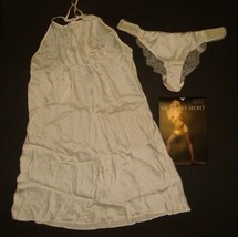 Nwt Victoria&#39;s Secret M Slip+M Panty Beaded Ivory Coconut White 100% Silk Bridal - £93.42 GBP