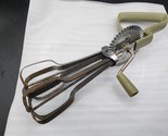 Vintage Ekco Best Egg Beater Hand Held Mixer Steel Body With Green Handl... - $12.98