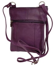 New PURPLE Small Leathers Crossbody Messenger Purse Bag  Adjustable Strap - $26.17