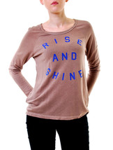 SUNDRY Womens Sweatshirt Rise And Shine Comfortable Casual Brown Size S - $46.15