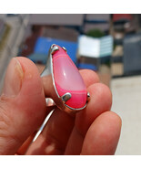 Sterling Silver Ring with tear shaped pink Agate Cabochon Size 9.5 - $70.00