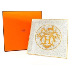 Hermes Mosaique au 24 Square Plate 23 X 23 CM Gold Porcelain Tableware No. - £389.79 GBP