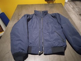 LL Bean Jacket Blue Mens size Large Pocketed full zip embroidered CSNB-0310-02D - £40.98 GBP