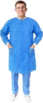 100 pcs Blue Disposable Polypropylene Lab Coats Large 44&quot; Long 40 gsm /w Snaps - £206.65 GBP