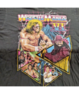 Wrestlemania VI Graphic WWE T-Shirt Medium  Black Wrestling Retro P-P 17&quot; - $8.23