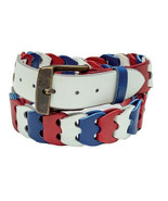 AMERICA LEATHER LINK BELT - Red White &amp; Blue Adjustable Custom Comfort Fit - $137.99